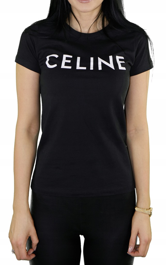 NOWA KOSZULKA CELINE PARIS CZARNA CZERWONA LOGO L