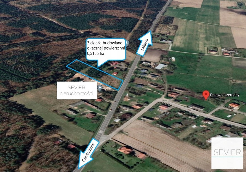 Działka, Pniewo-Czeruchy, 1271 m²