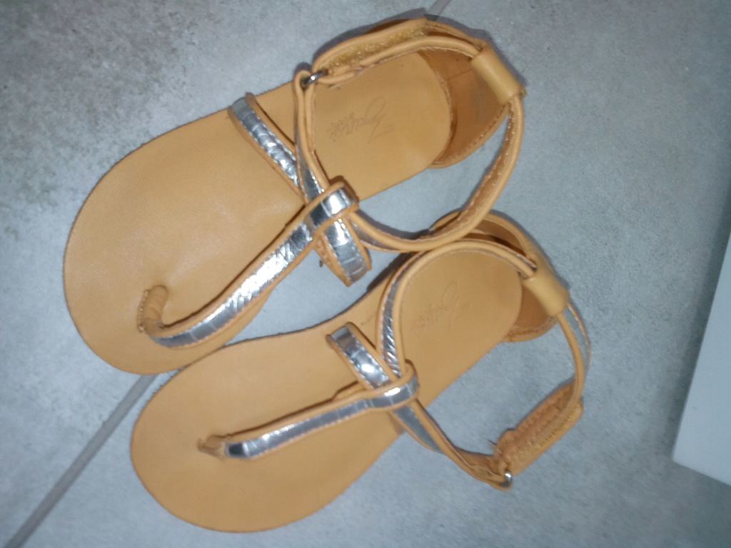 ZARA girls sandalki japonki r.24 brązowo srebrne