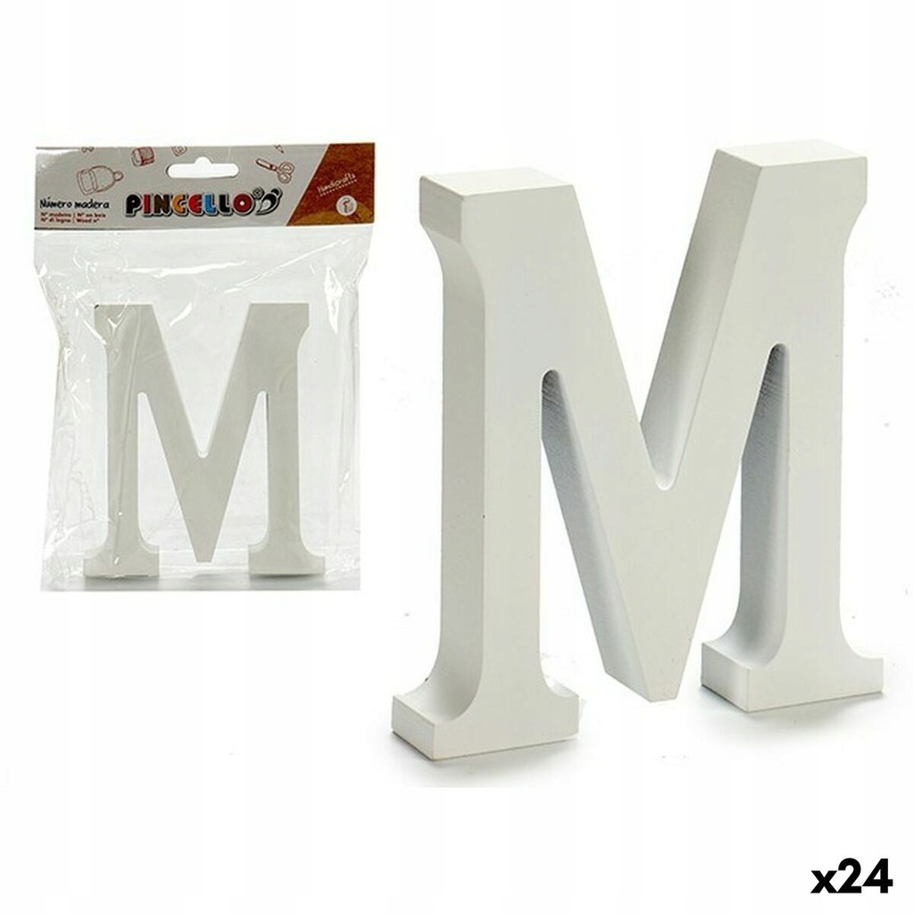 Litera M Biały Drewno 2 x 16 x 14,5 cm (24 Sztu