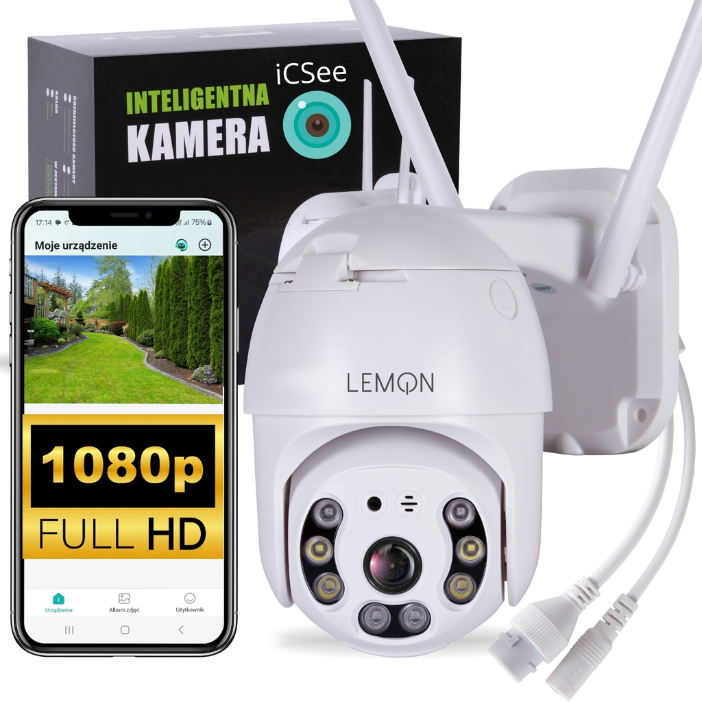 KAMERA WIFI IP ZEWNĘTRZNA MONITORING OBROTOWA FULL HD ZOOM ALARM PIR