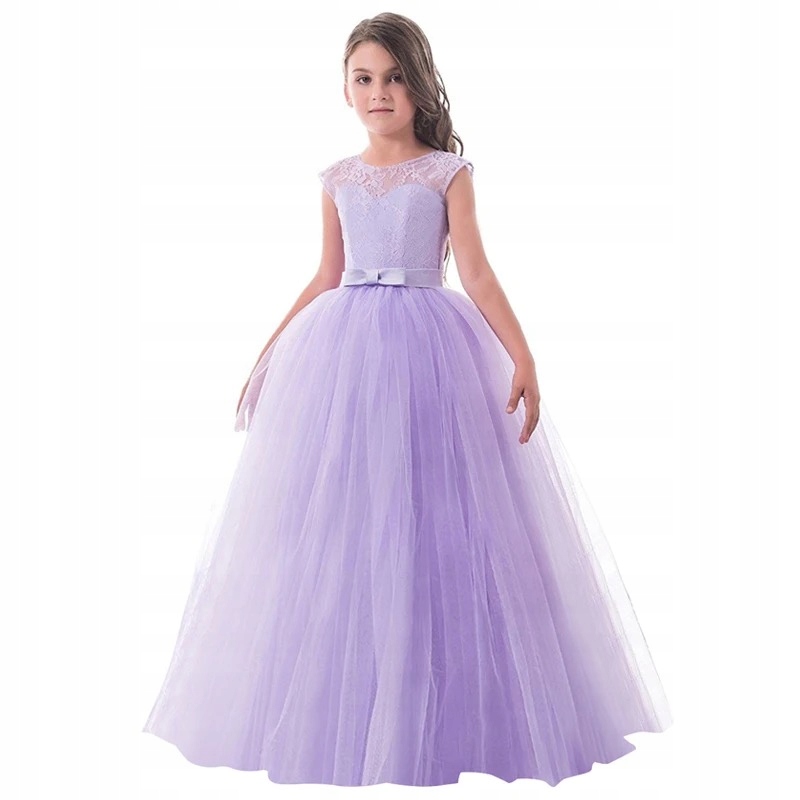Sukienka dla dziewczynki fioletowa wizytowa długa maxi do ziemi 146