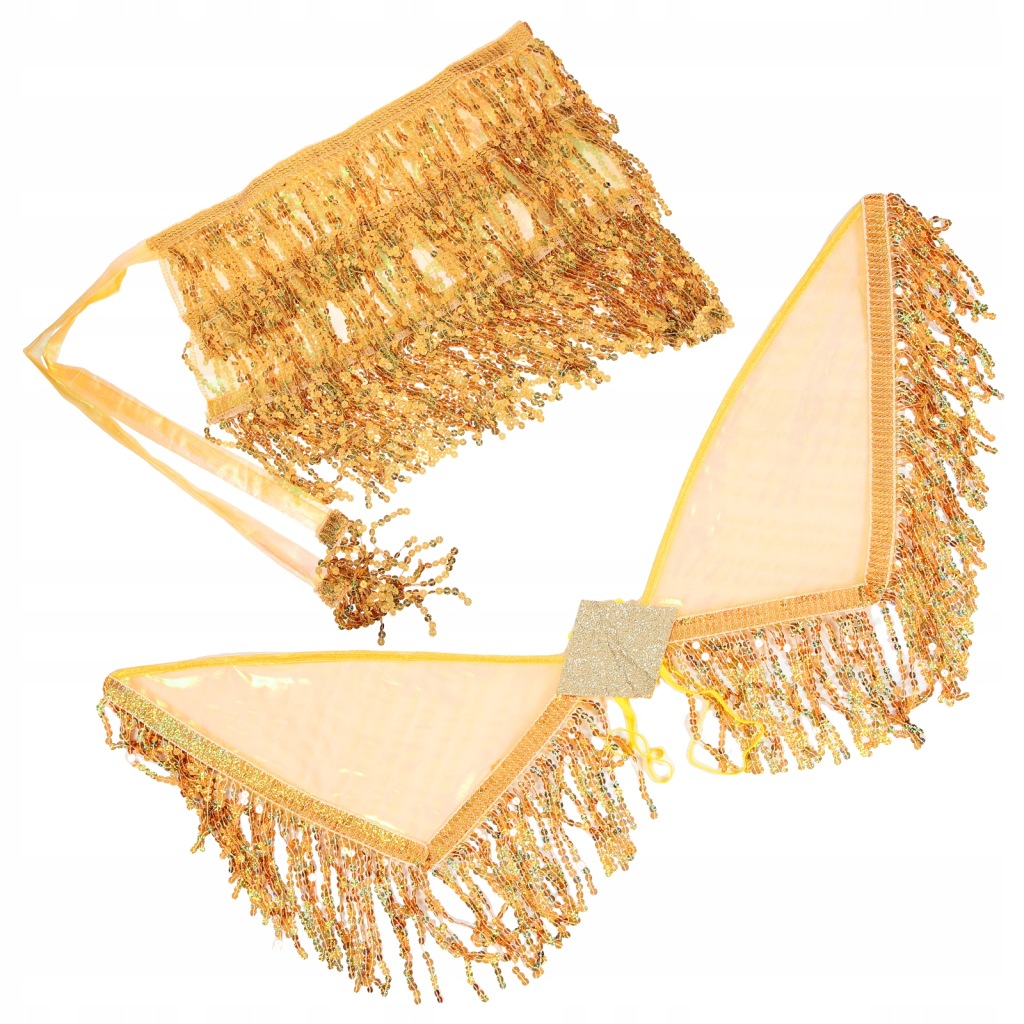 ZESTAW SPÓDNICY CEKINOWEJ Z FRĘDZLAMI I SKRZYDEŁKIEM KOBIET