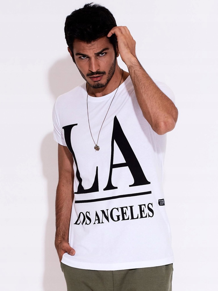 T-SHIRT MĘSKI LOS ANGELES {2XL} BIAŁY