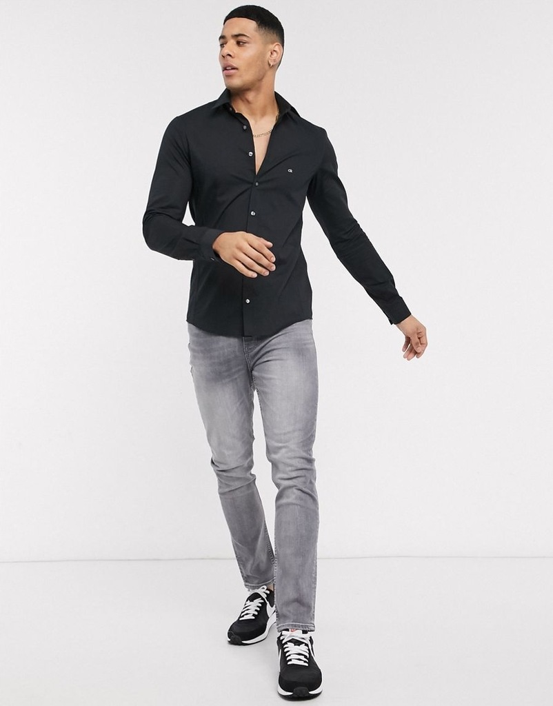 CALVIN KLEIN KOSZULA MĘSKA CZARNA SLIM FIT M ABB