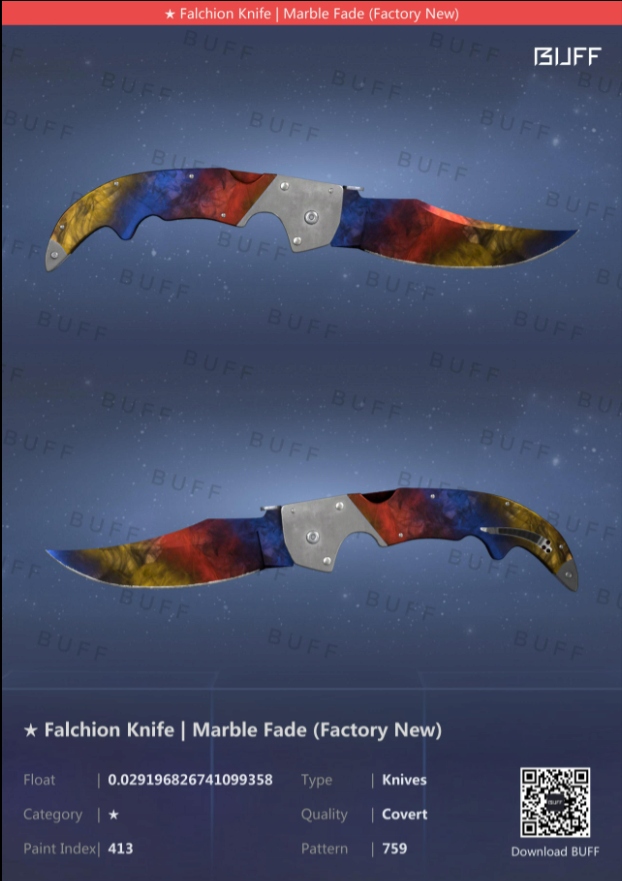 Falchion Marble Fade FN cs:go skiny CS:GO kosa