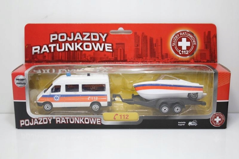 MODEL AUTA POJAZDY RATUNKOWE 112 BUS+PRZYCZEPKA