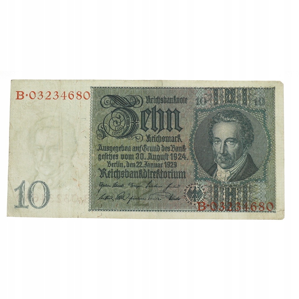 Niemcy - III Rzesza - 10 marek Reichsbanknote - 1929 r B