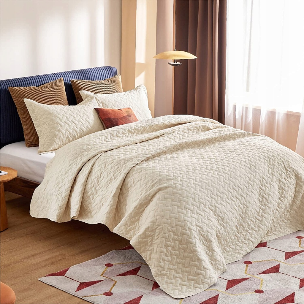 BEDSURE Narzuta na łóżko 260x240cm pikowana beżowa 11921449310