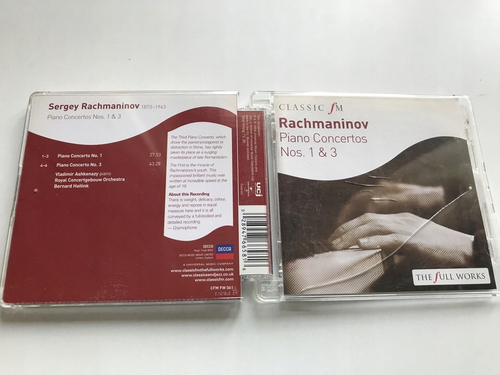 CD Rachmaninov Piano Concertos Nos. 1 & 3 Ashkenazy STAN 5+/6