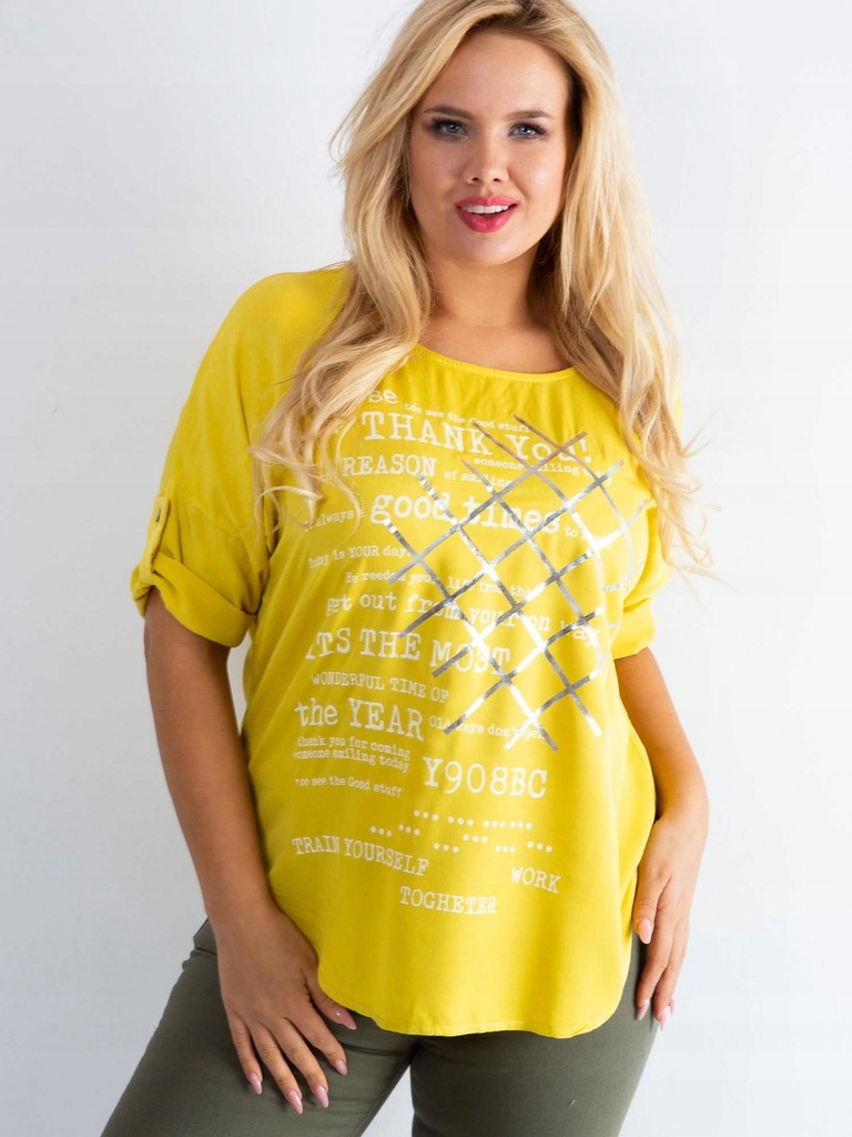 Żółta damska bluzka plus size z nadrukiem L/XL