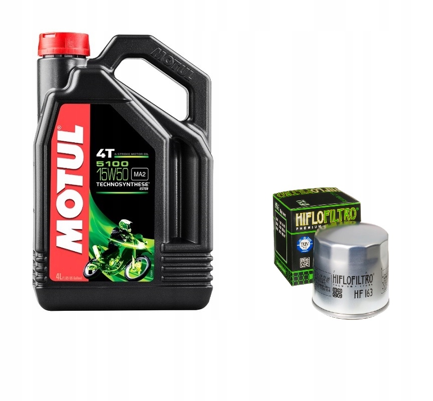 MOTUL 5100 15W50 MA2 4T 4L 2021+ FILTR OLEJU HF163