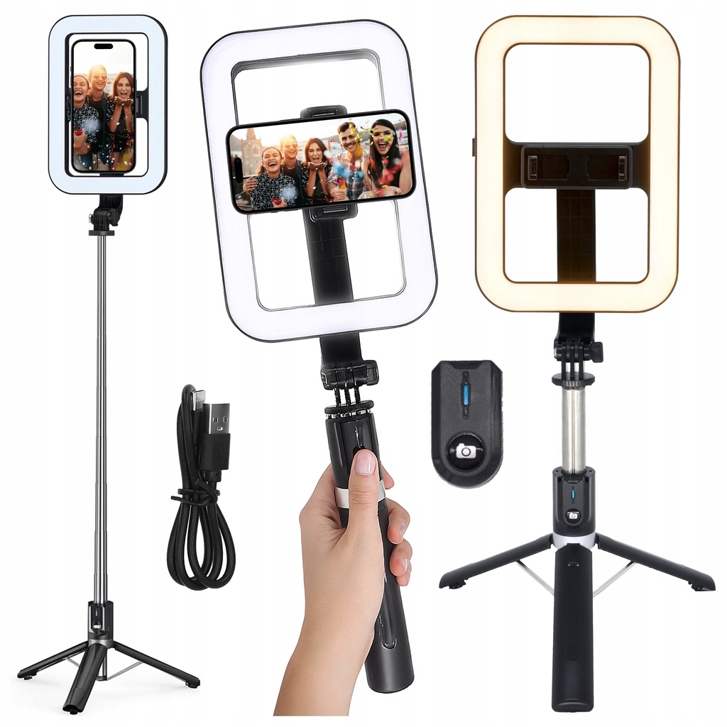 Kijek Selfie Stick Alogy GlowStick Pro Tripod Selfie z pilotem i lampą LED
