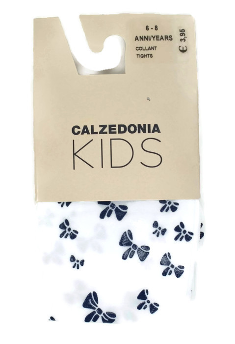 CALZEDONIA rajstopy BIAŁE kokardki 122-128 ANNI6-8