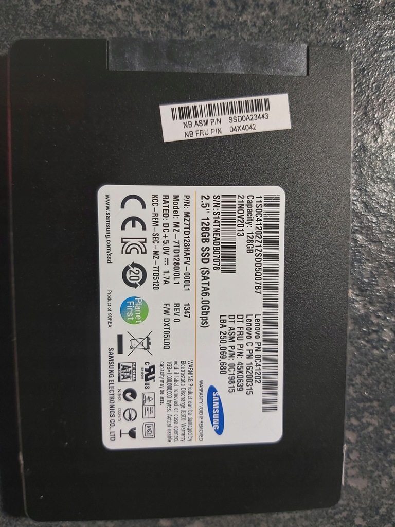 Dysk SSD Samsung MZ7TD1280/0L1 128GB SATA III 2 13050442780