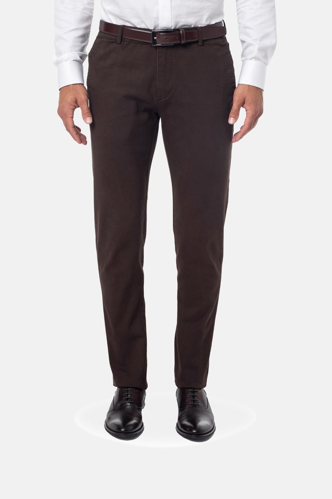 SPODNIE MĘSKIE CHINO CROTONE 217 BRĄZ 0001 176 104