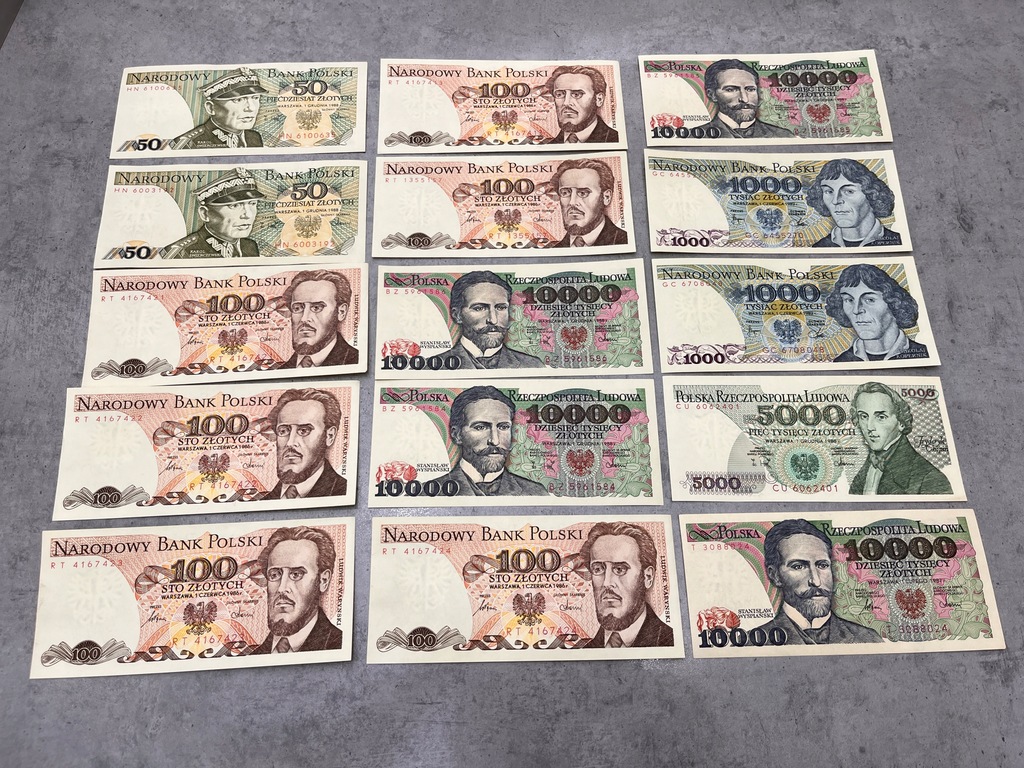 PRL zestaw banknotów same blachy zestaw 15 sztuk