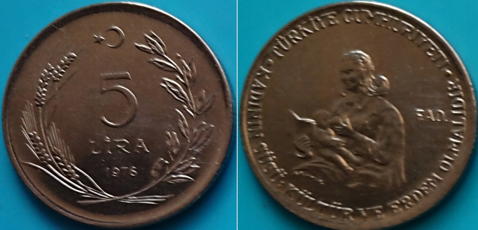 Turcja 5 lir 1976r. KM 909 UNC nakład tylko 17T