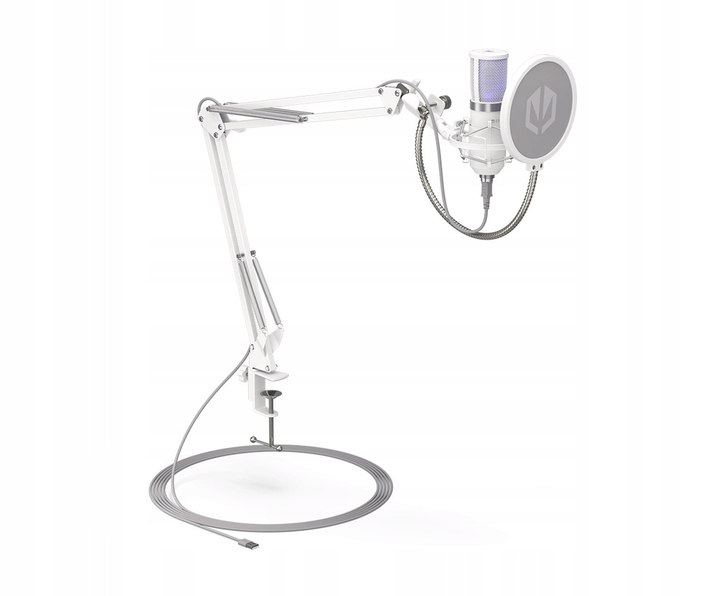 Mikrofon pojemnościowy do gamingu Endorfy Solum Streaming Onyx White+ramię