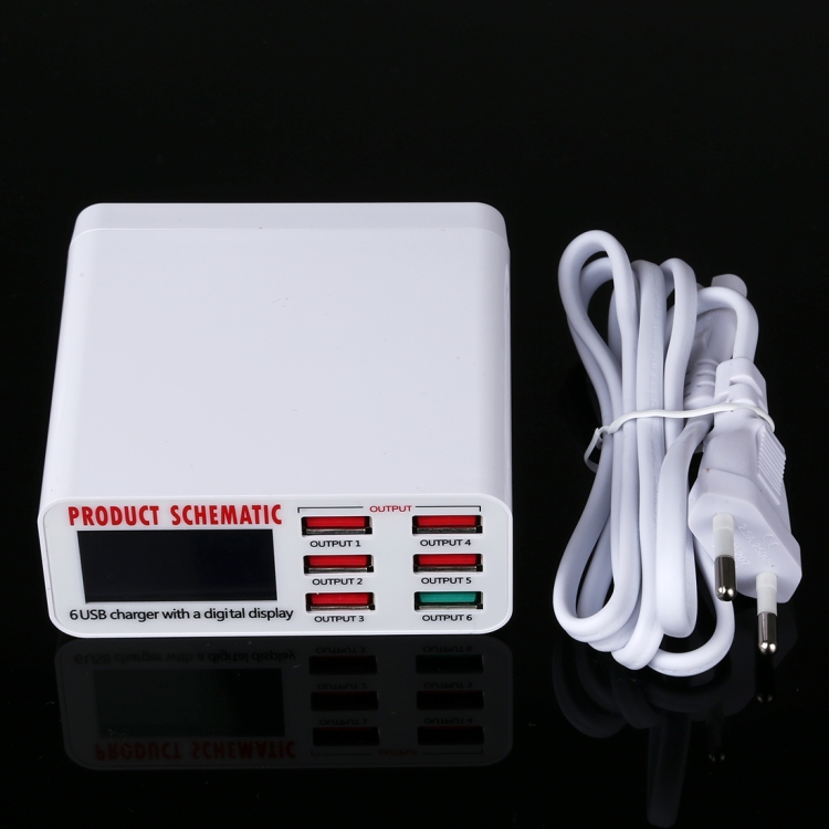 Szybka ładowarka 40W QC 3.0 6 portów USB LED 8359799338 Szybka ładowarka 40W QC 3.0 6 portów USB LED 8359799338