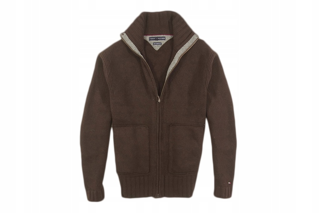 TOMMY HILFIGER - MĘSKI ROZPINANY SWETER WEŁNA - XL