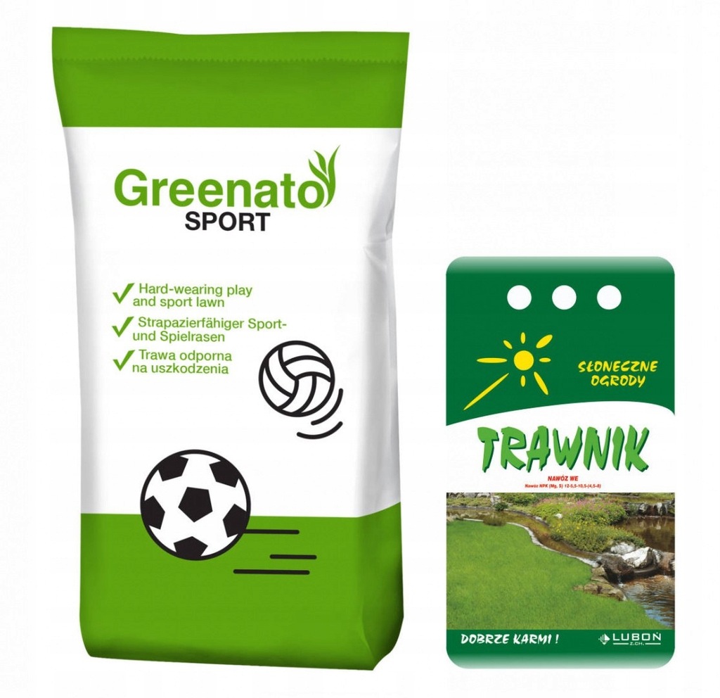 Trawa Greenato Sportowa 5kg + Nawóz do Trawy 2kg