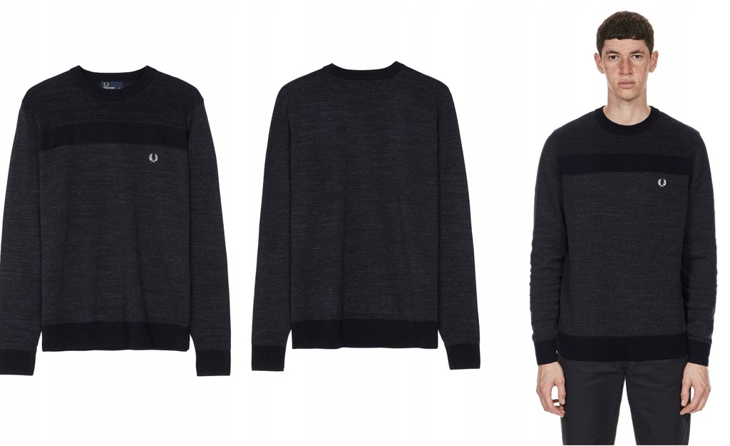 FRED PERRY GRAFITOWY SWETER R. S