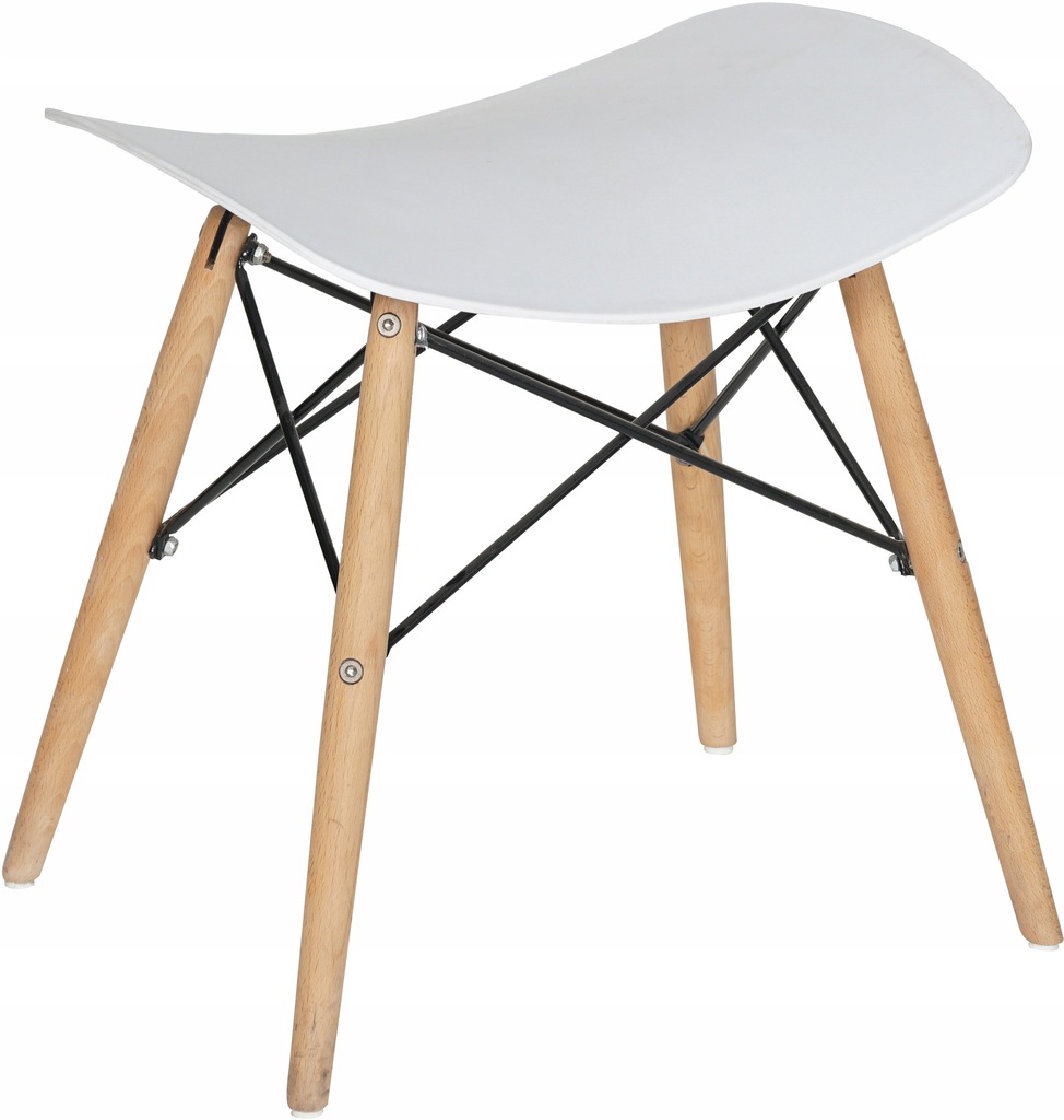 Krzesło podnóżek stołek biały do salonu retro dsw