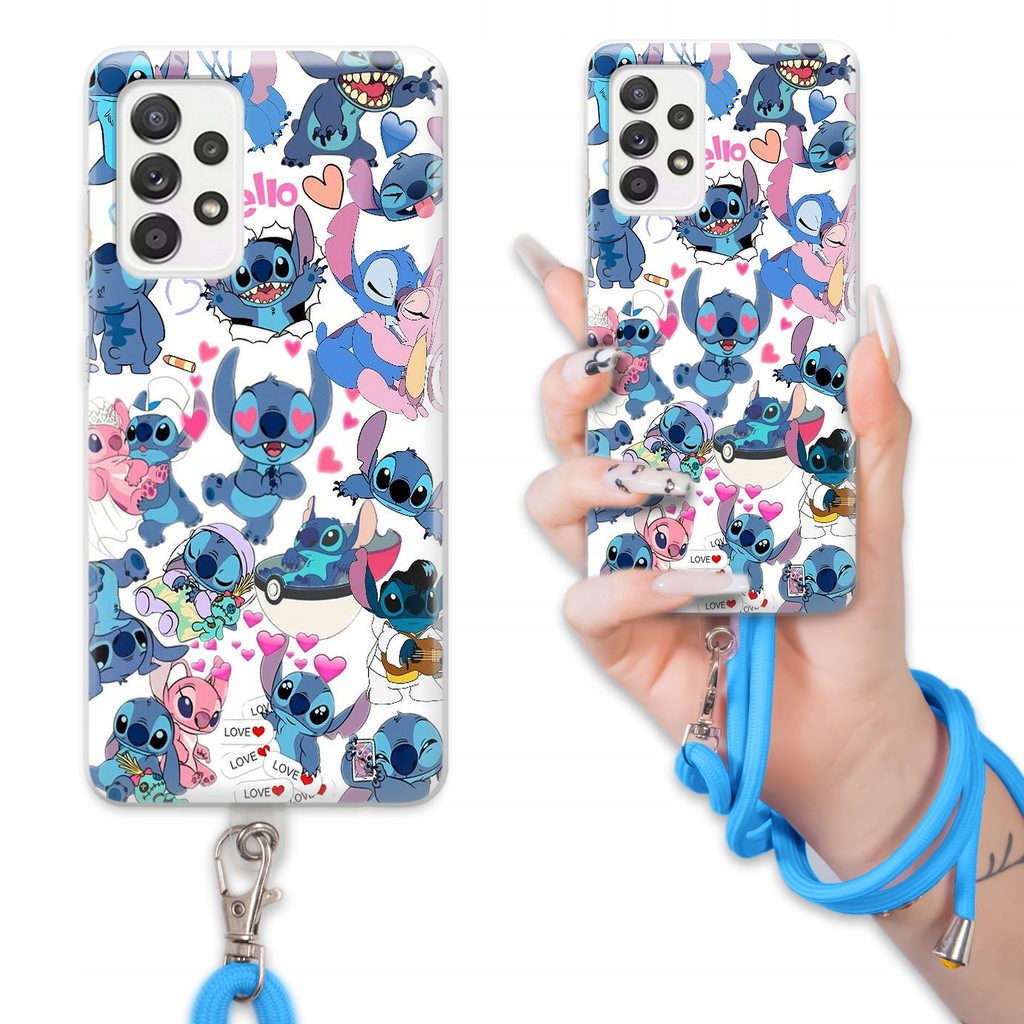ETUI + BLUE SZNUREK Do SAMSUNG A52s 5G Obudowa Case Quick LILO STICH Wzory