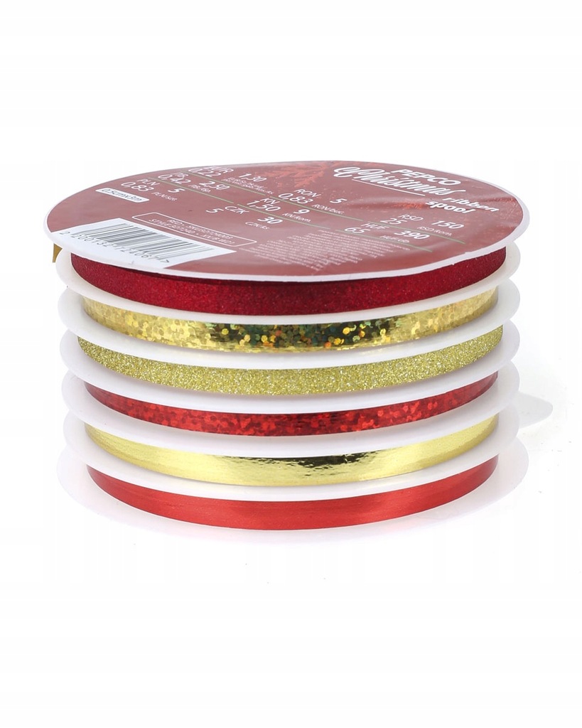 PEPCO Wstążki na szpuli, 0,5cm x 3m, 6 wzorów Czer