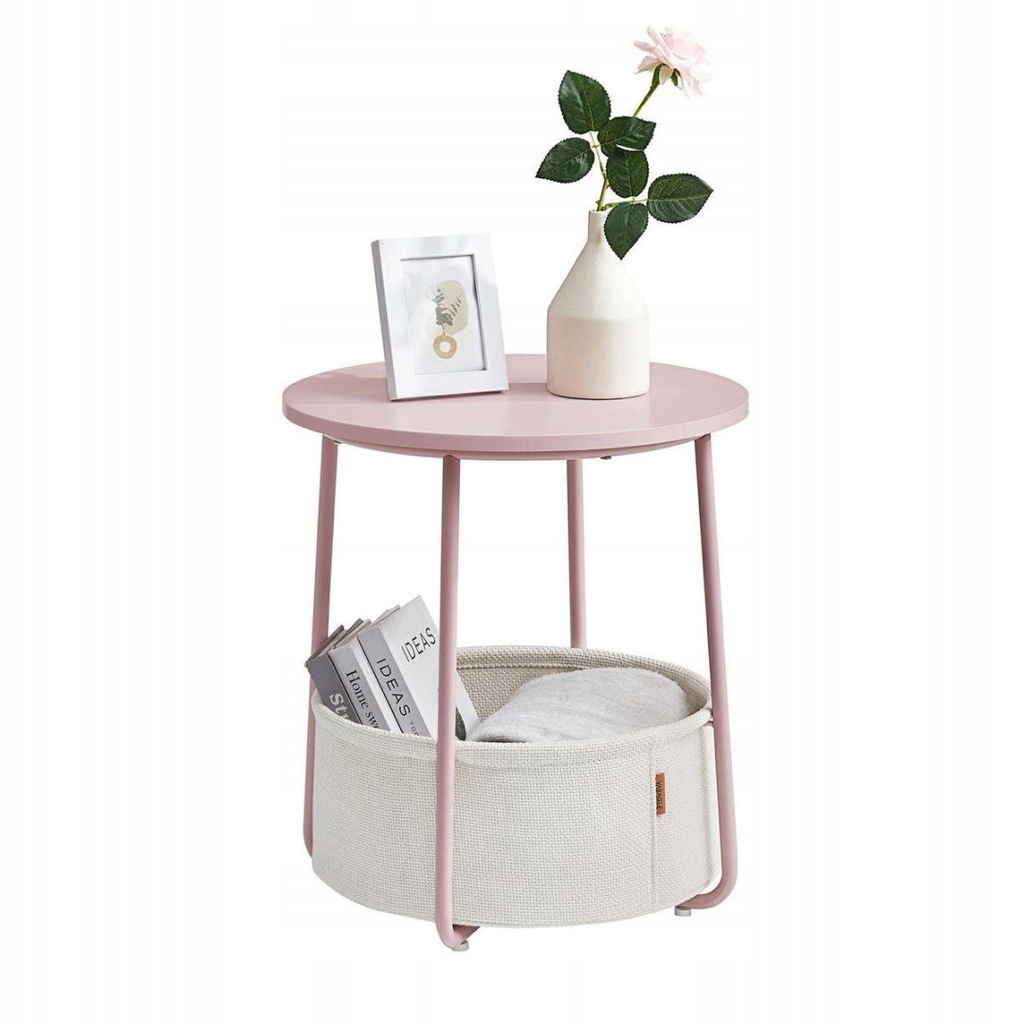 Stoliczek z gazetnikiem do salonu różowy 45 cm
