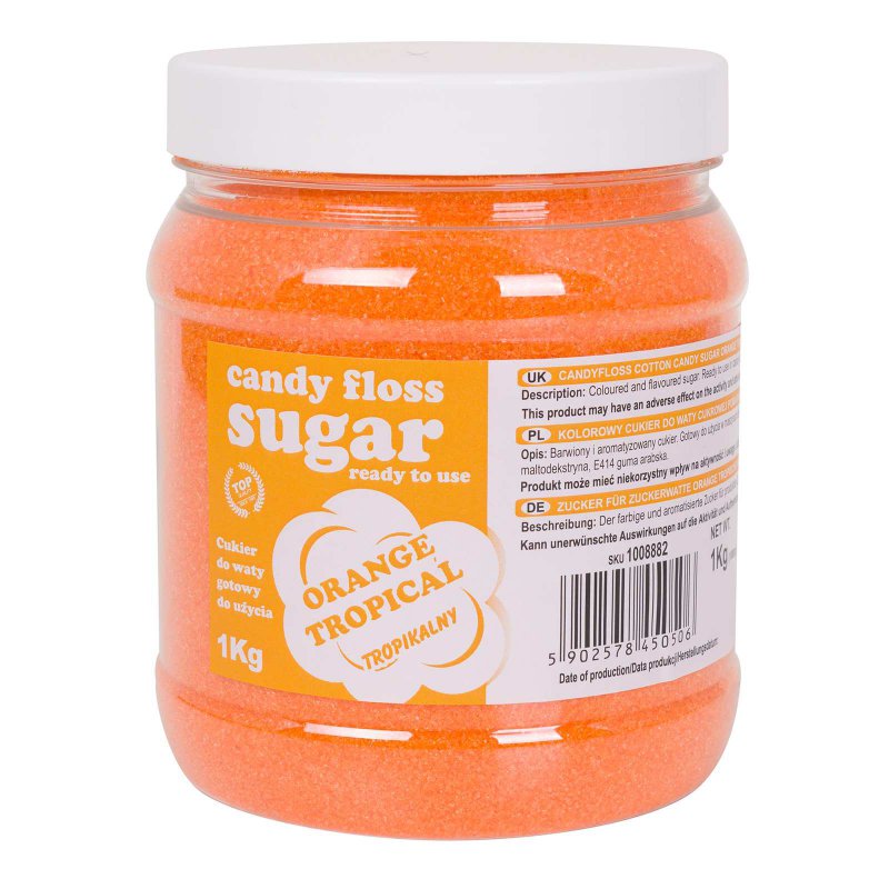 Kolorowy cukier do waty cukrowej pomarańczowy o