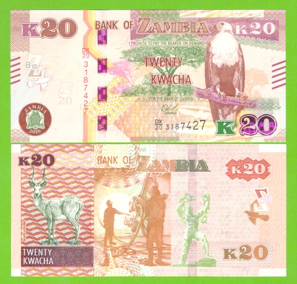 ZAMBIA 20 KWACHA 2020 P-59 UNC