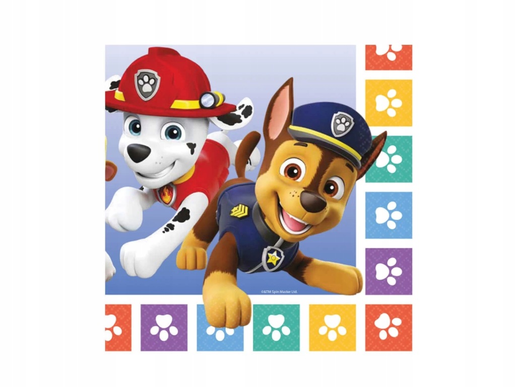 SERWETKI PSI PATROL Chase Skye Marshall Everest zestaw 16 szt. urodziny