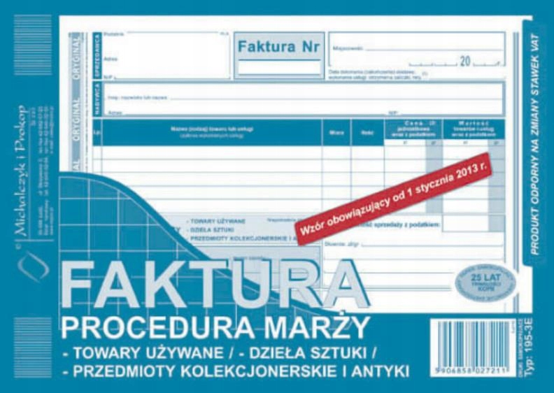 FAKTURA-PROC MARŻY-TOWARY UŻYW A5 195-3E