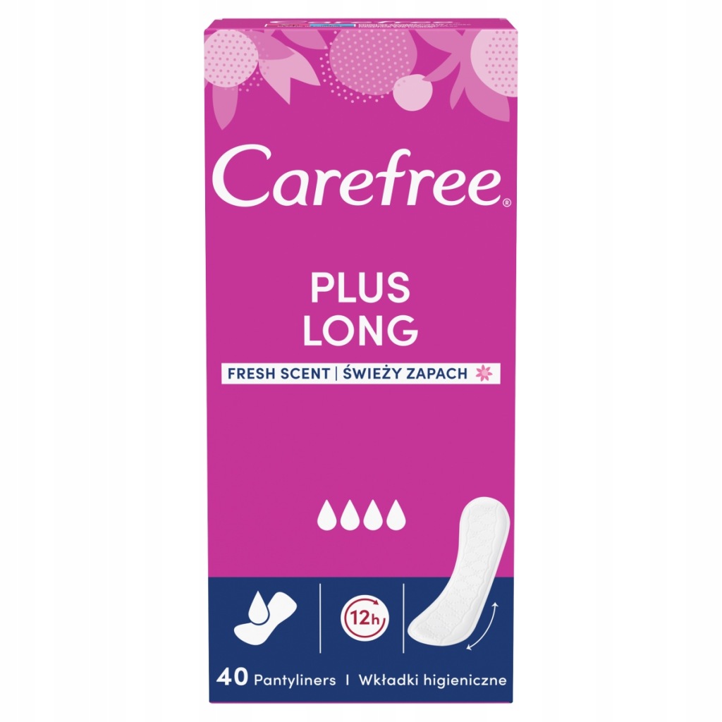 Carefree Plus Long ekstra długie wkładki higieniczne, 40 szt.