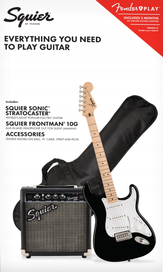 Squier Sonic Stratocaster MN BLK Pack IDEALNY ZESTAW NA START!