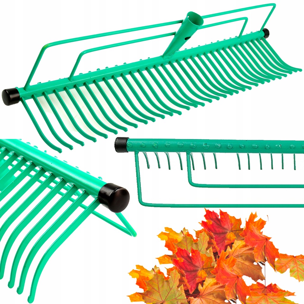 Profesjonalne grabie ogrodowe bez trzonka do trawy liści siana 32-zęby