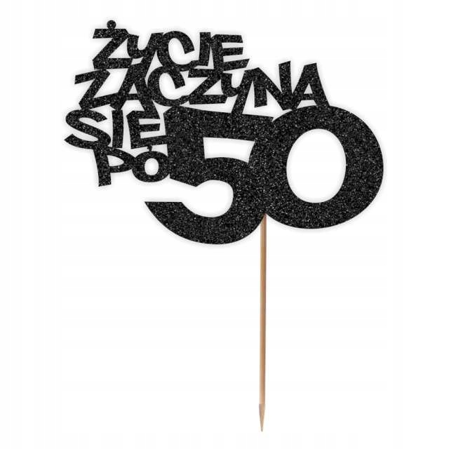 TOPPER tort ŻYCIE PO 50 URODZINY czarny BROKAT