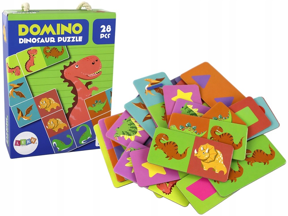 Gra Logiczna Puzzle Dwustronne Domino Dinozaury 10cm x 5cm 28 El.