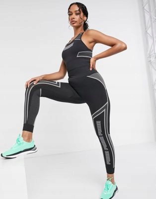 PUMA LEGGINSY DAMSKIE SPORTOWE SZARE LOGO M 1DUA