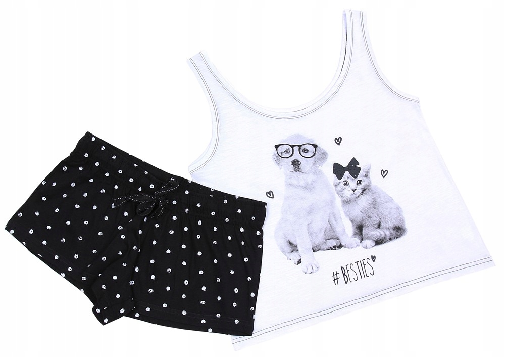 Czarno-biała piżama kot i pies PRIMARK XL