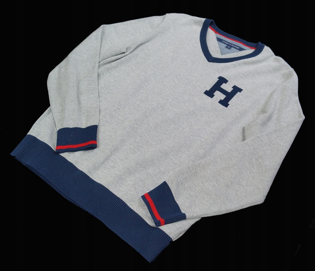 TOMMY HILFIGER MARKOWY SWETER -M - SZARY -ŁADNY