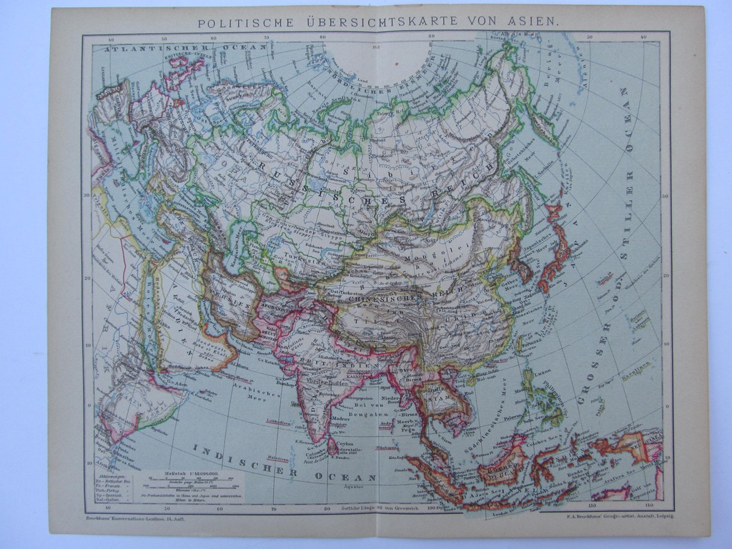 AZJA mapa polityczna 1898 r.