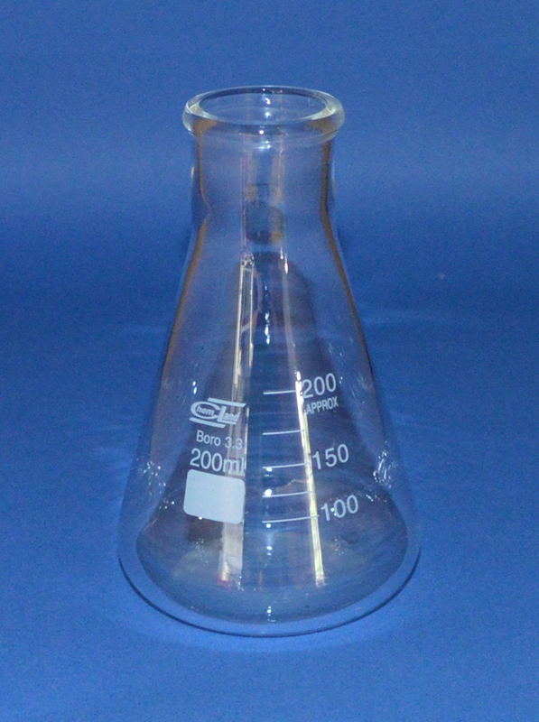 Купить Колба коническая, стеклянная, узкое горлышко, устойчивая, 200 мл ...