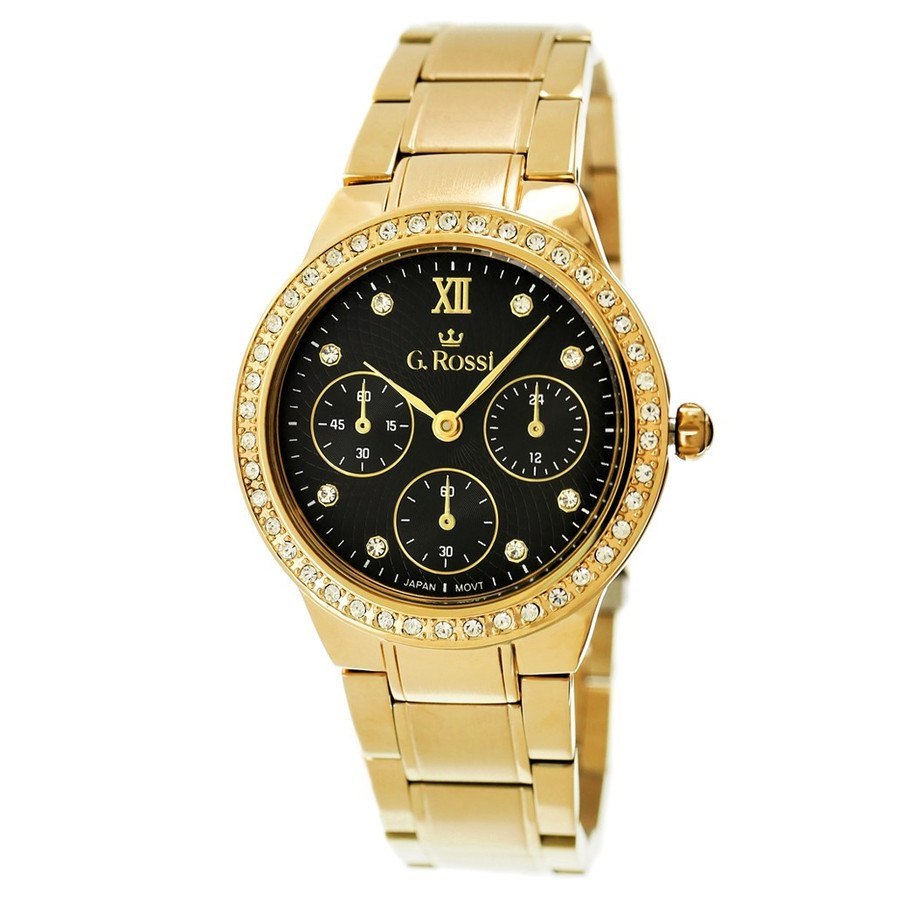 MODNY Zegarek Damski ZŁOTY CZARNA TARCZA 11067B - 7435637809