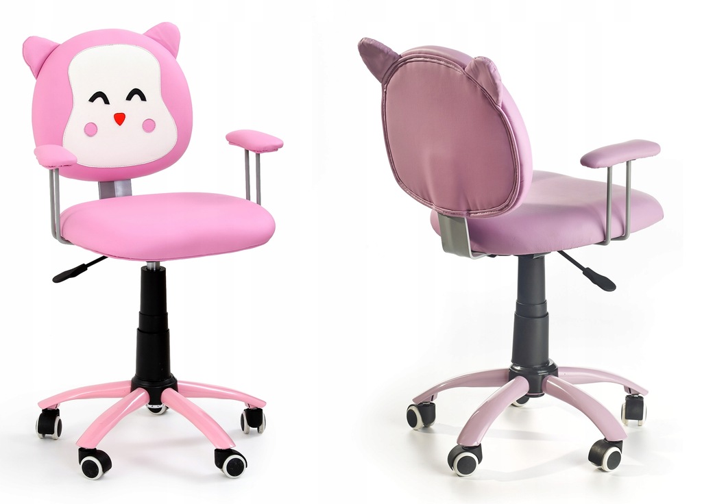 Fotel Obrotowy, KOTEK Dziecko eco skóra różowy 24H - 8251689533 