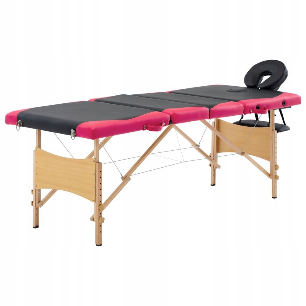Składany stół do masażu, 4 strefy, drewniany, cza