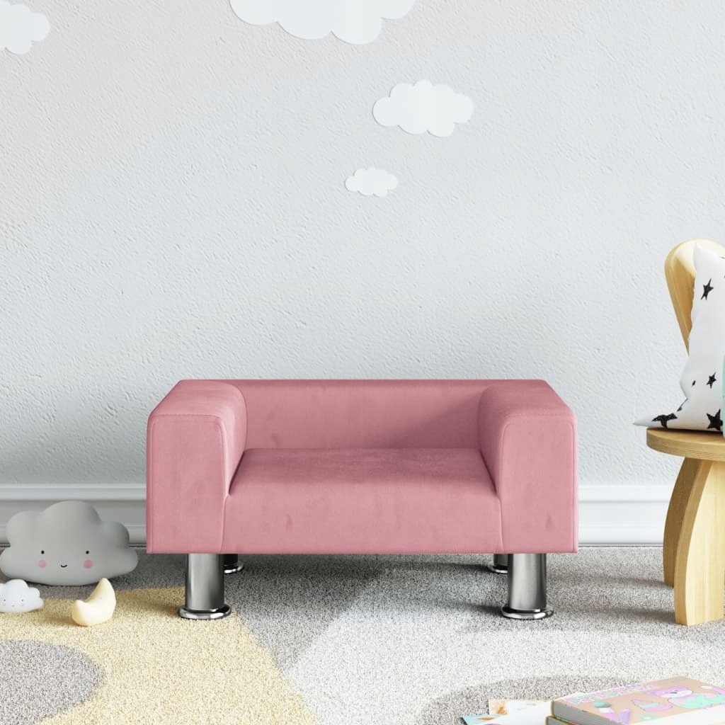 VidaXL Sofa dla dzieci, różowa, 50x40x26,5 cm, aksamitna