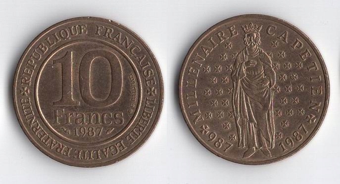 FRANCJA 1987 10 FRANCS DYNASTIA KAPETYNGÓW